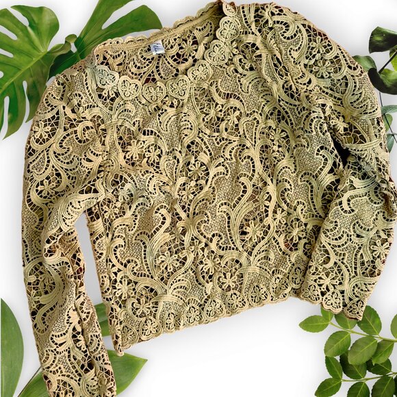 Chartreuse Lace Blouse - sz X-Small - Picture 1 of 5